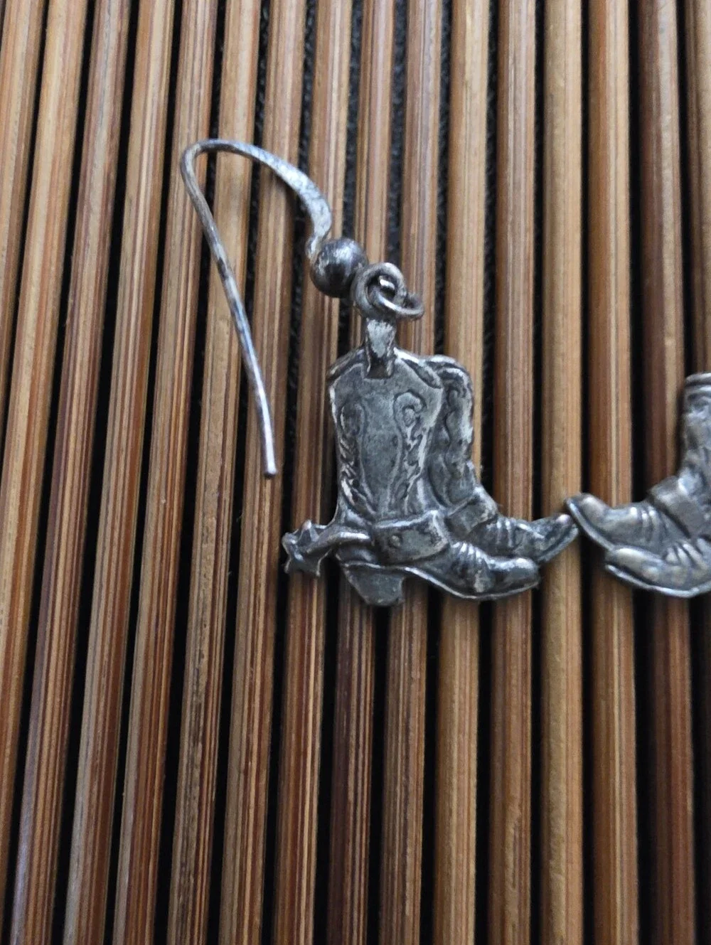 925 Silver Cowgirl Boots Dangle Earrings (Vintage)